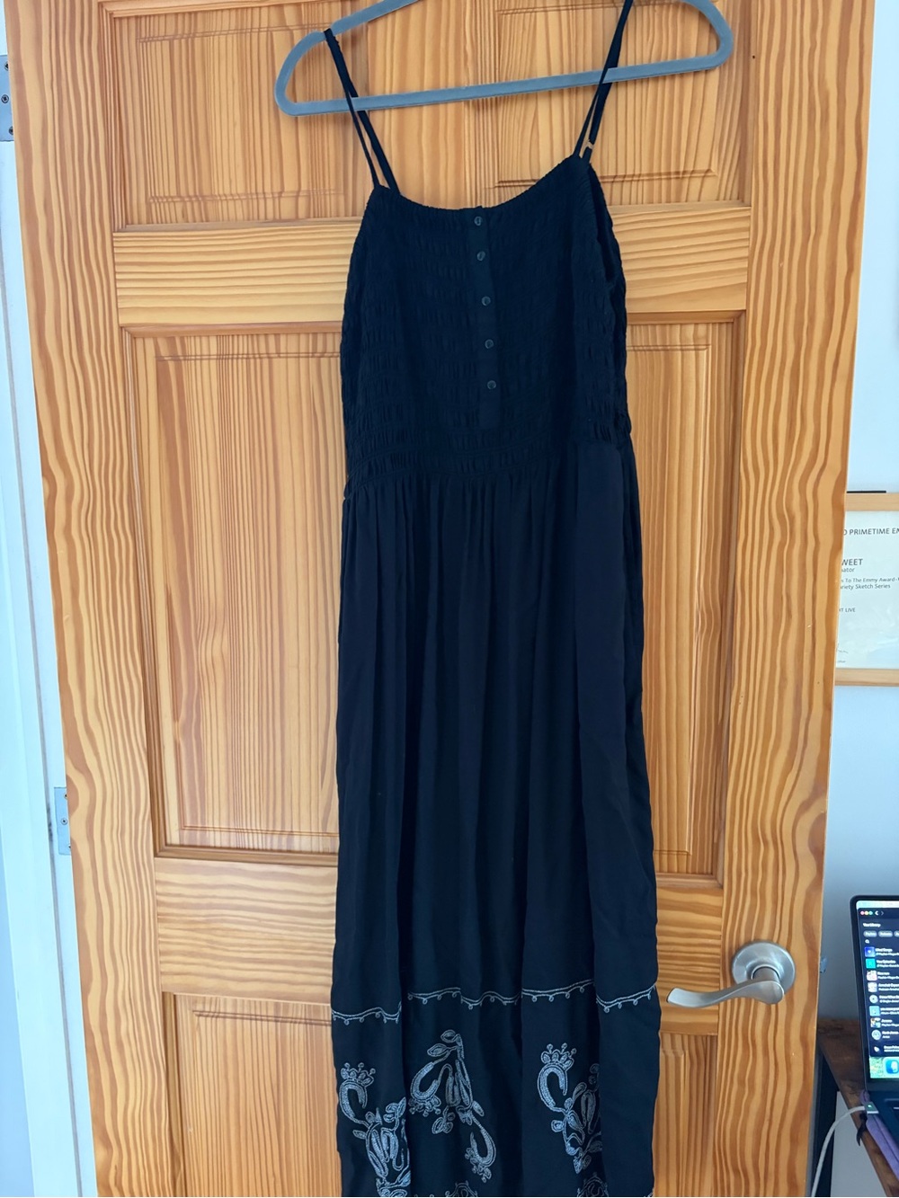 Universal Thread Black Spaghetti Strap Embroidered Maxi Dress